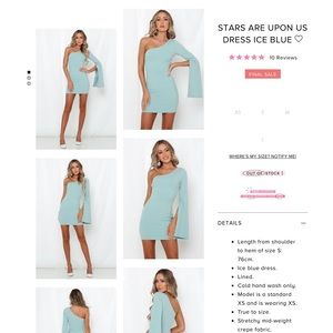 Hello Molly ice-blue one-shoulder dress.  Medium.